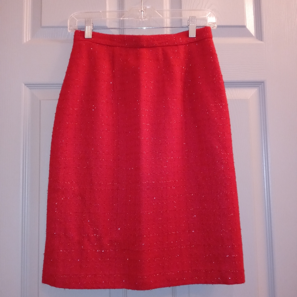 Red Metallic Thread Skirt. Sz 4